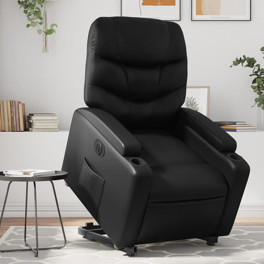 Fauteuil relax avec releveur électrique, noir, simili cuir