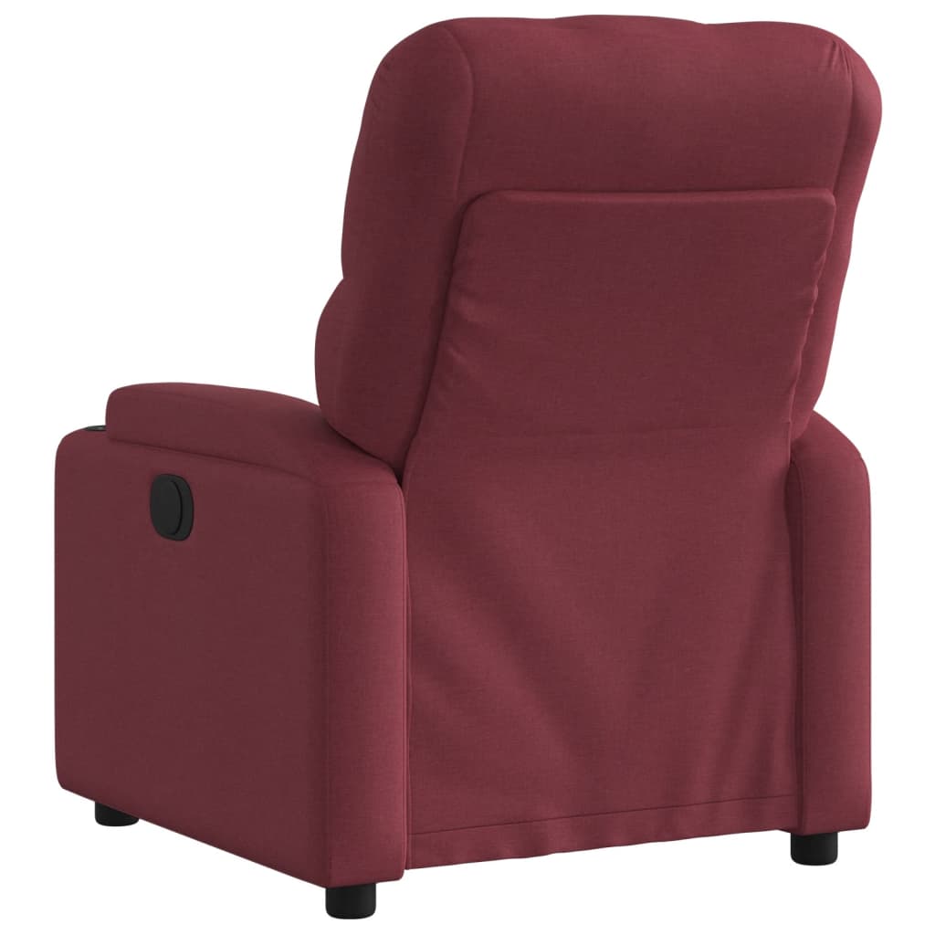 Fauteuil inclinable électrique en tissu rouge vin
