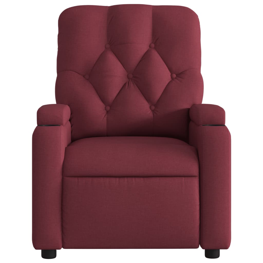 Fauteuil inclinable électrique en tissu rouge vin