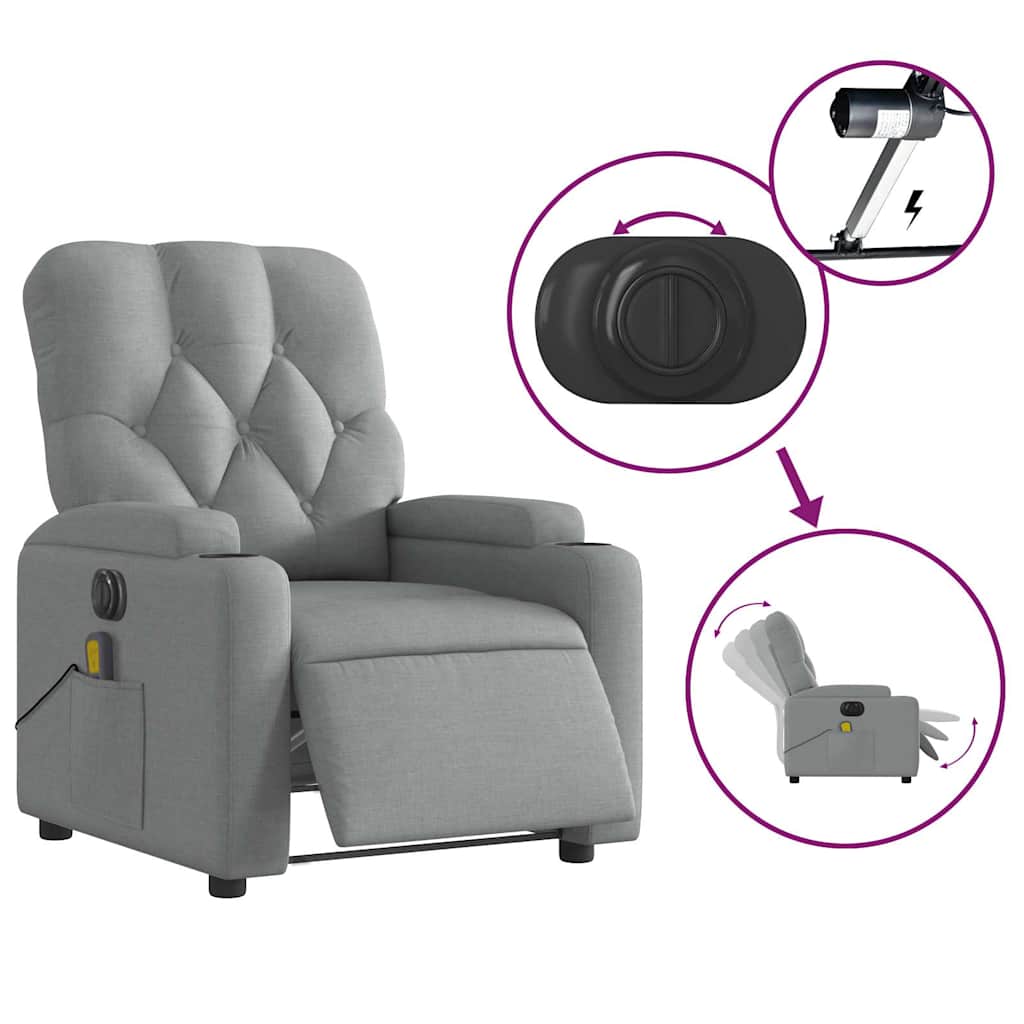 Massagesessel Elektrisch Hellgrau Stoff