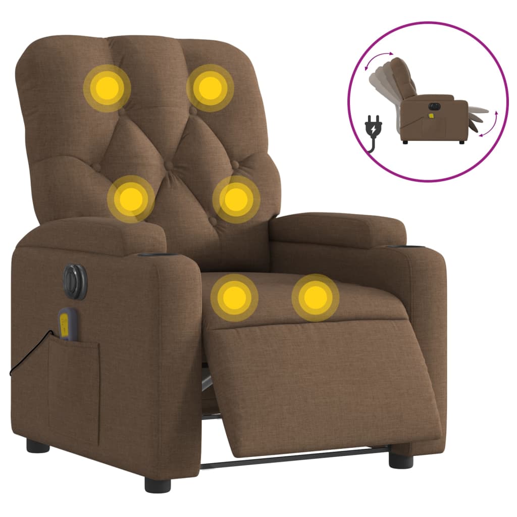 Fauteuil de massage électrique en tissu marron