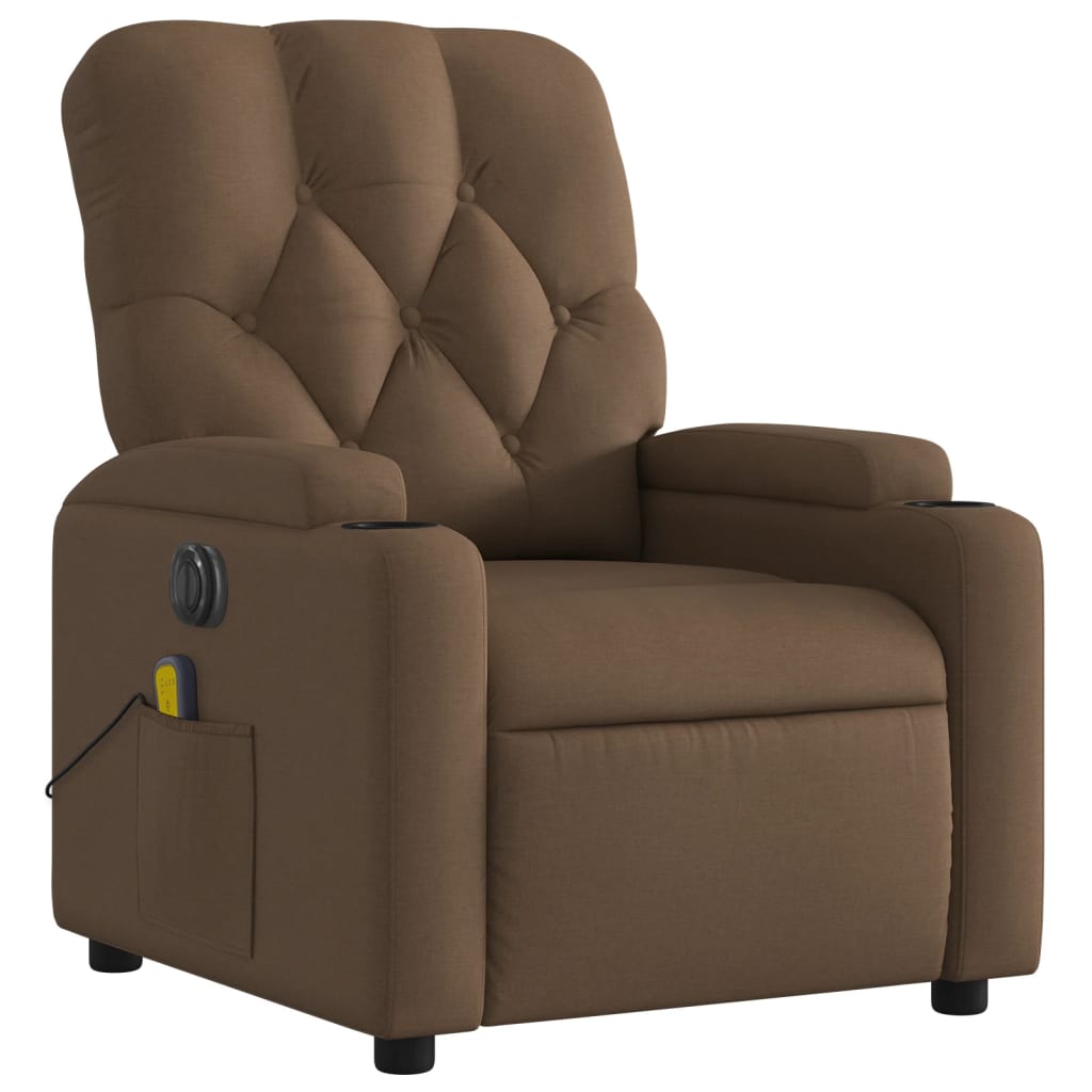 Fauteuil de massage électrique en tissu marron