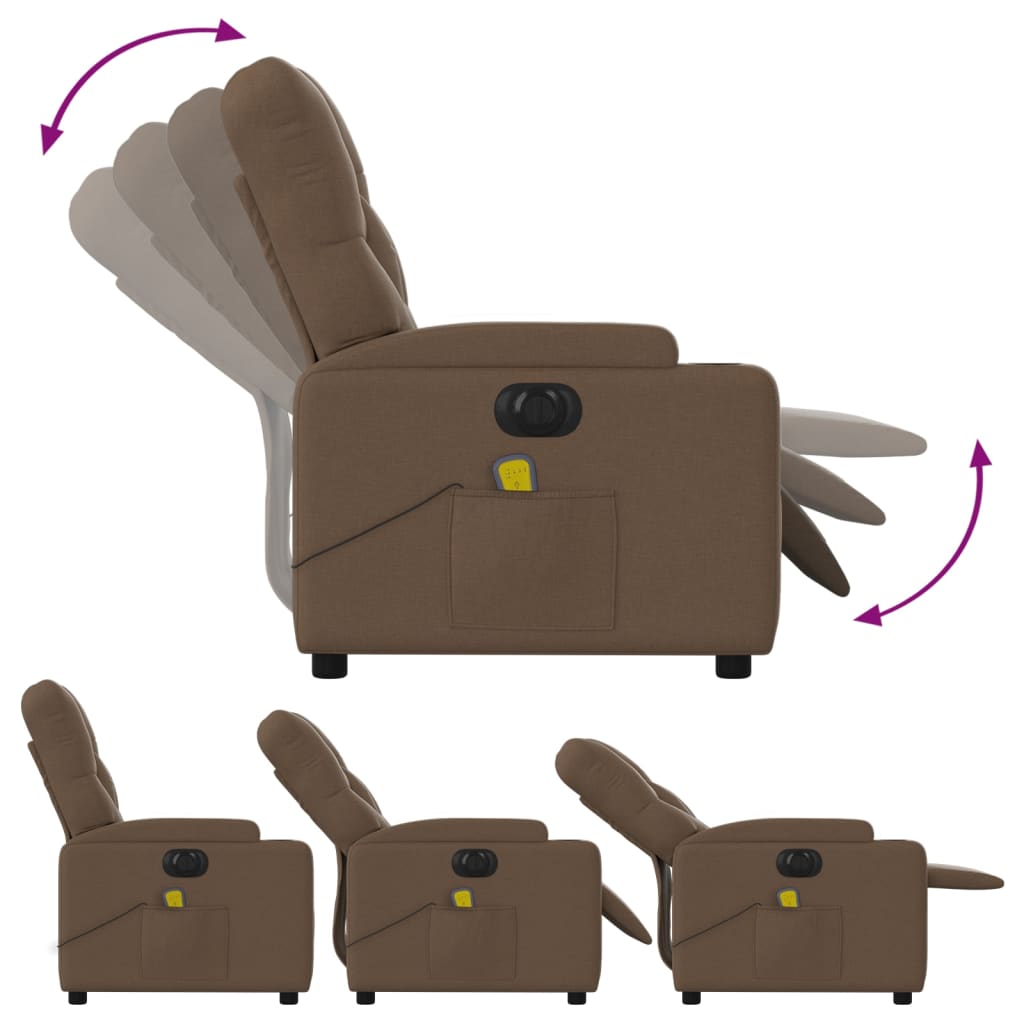 Fauteuil de massage électrique en tissu marron