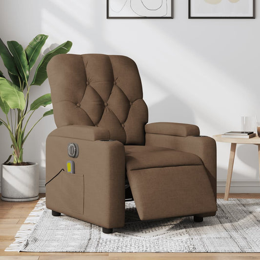 Fauteuil de massage électrique en tissu marron