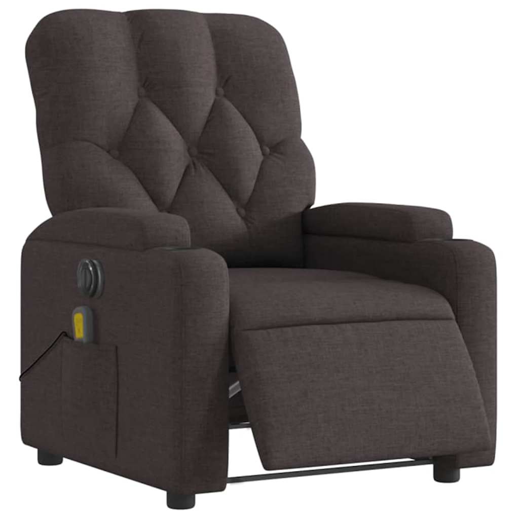 Massagesessel Elektrisch Dunkelbraun Stoff