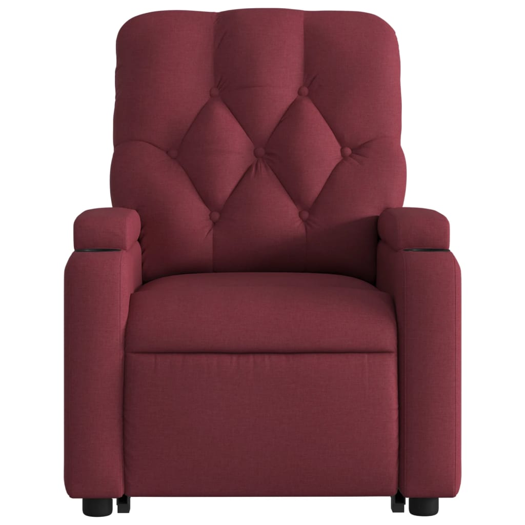Fauteuil relax avec aide à la verticalisation en tissu rouge vin