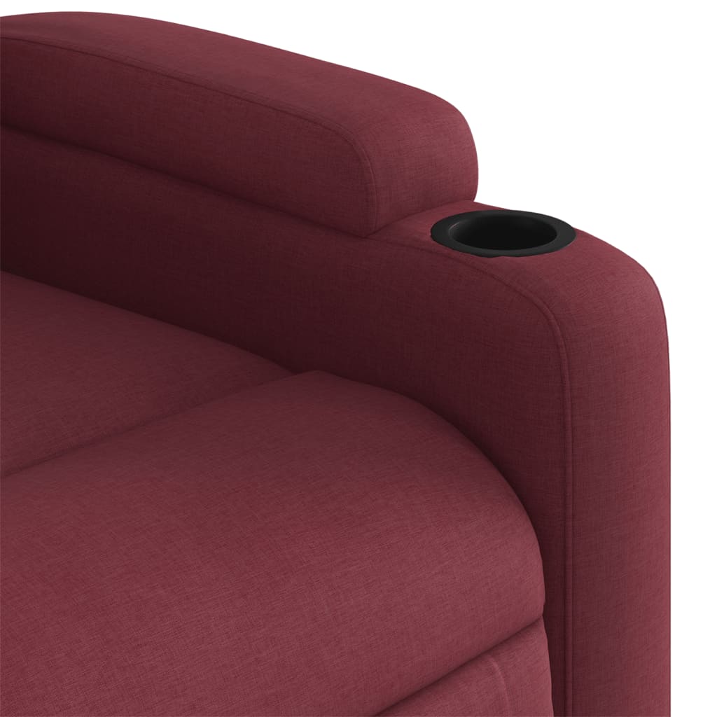 Fauteuil relax avec aide à la verticalisation en tissu rouge vin
