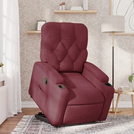 Fauteuil relax avec aide à la verticalisation en tissu rouge vin