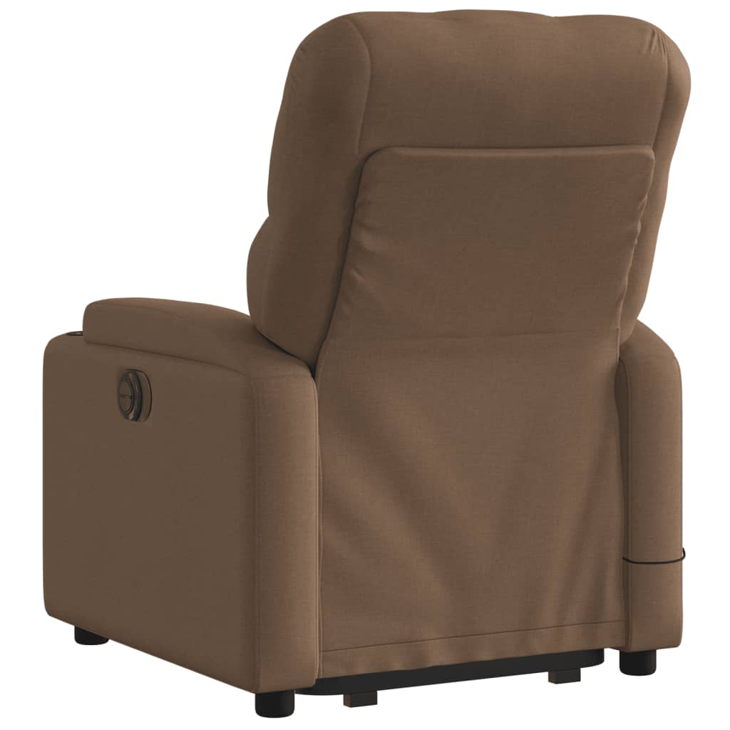 Fauteuil de massage avec aide à la verticalisation en tissu marron