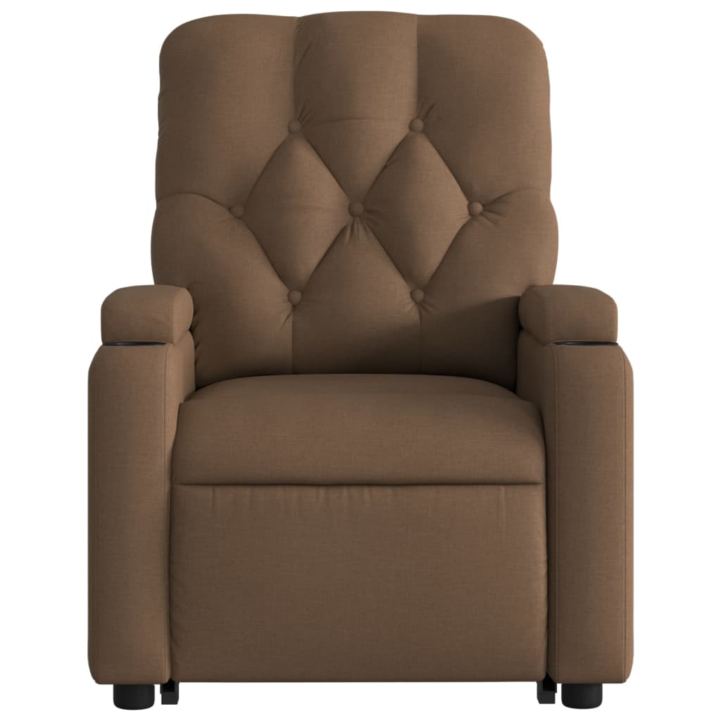 Fauteuil de massage avec aide à la verticalisation en tissu marron