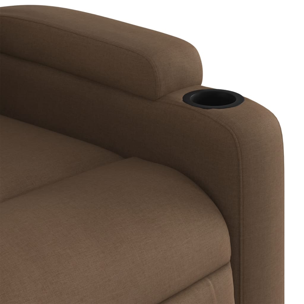 Fauteuil de massage avec aide à la verticalisation en tissu marron