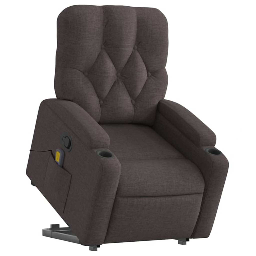Massagesessel mit Aufstehhilfe Dunkelbraun Stoff
