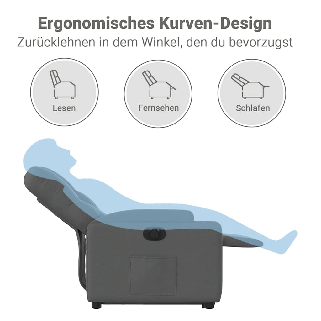 Relaxsessel mit Aufstehhilfe Elektrisch Dunkelgrau Stoff