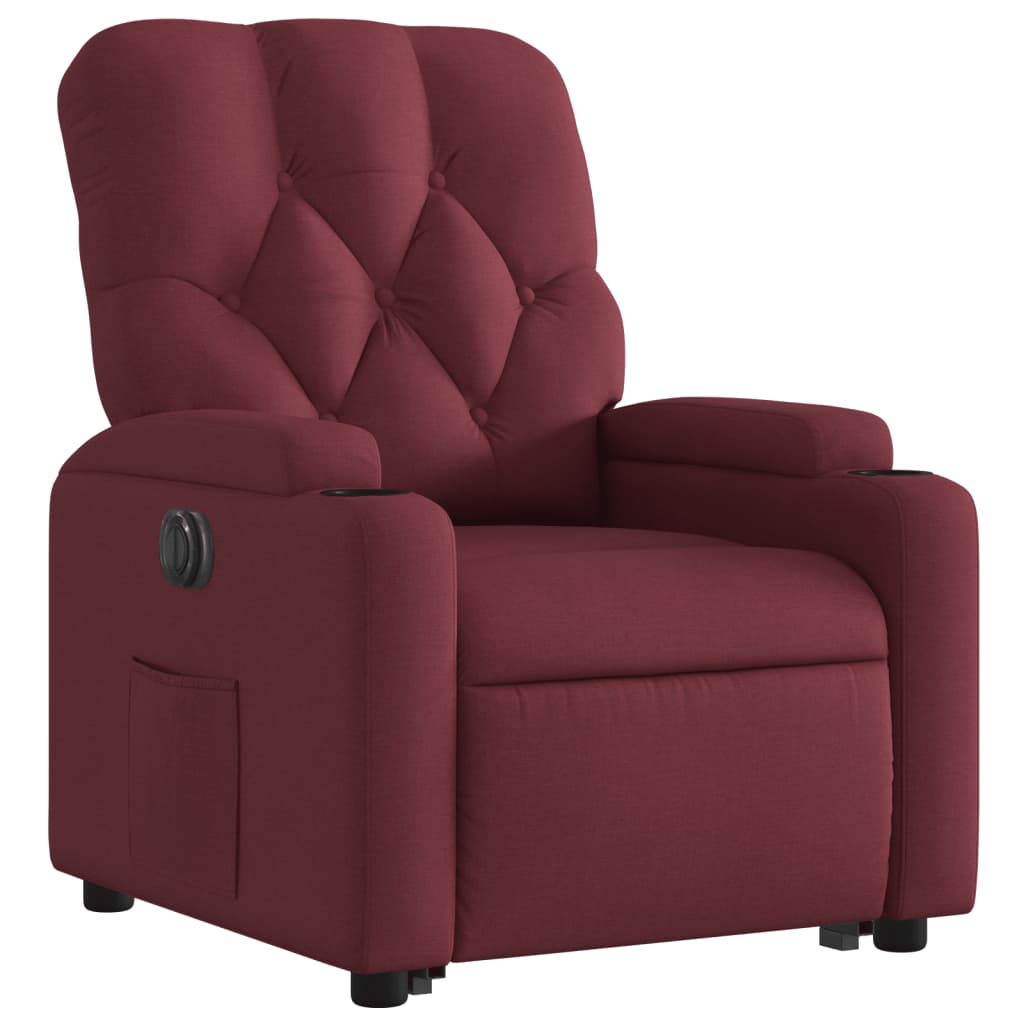 Fauteuil relax avec releveur électrique en tissu rouge vin