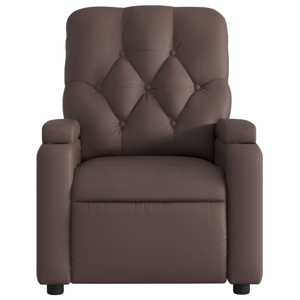 Fauteuil inclinable électrique en simili cuir marron