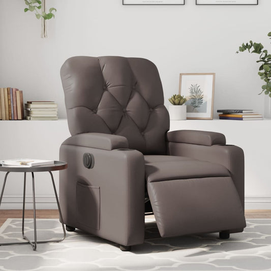 Fauteuil inclinable électrique en simili cuir marron