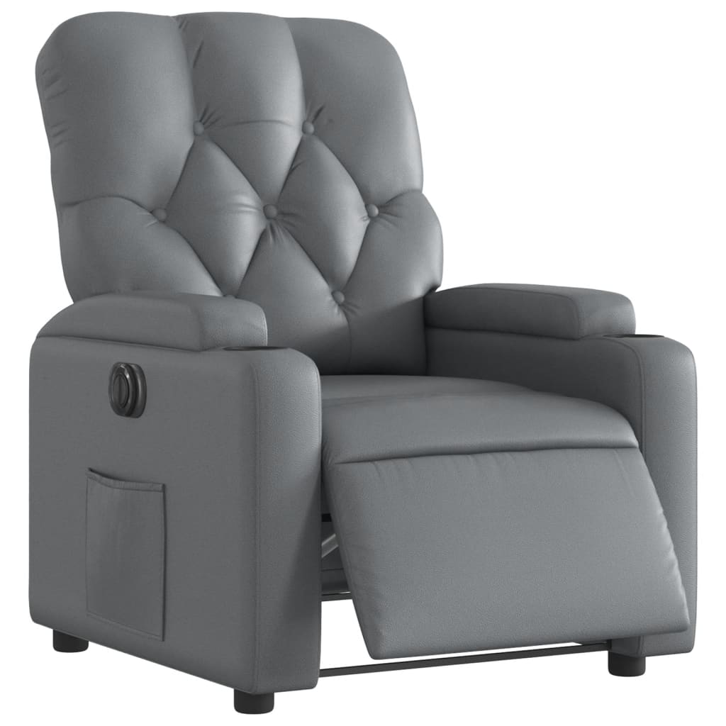 Fauteuil inclinable électrique en similicuir gris