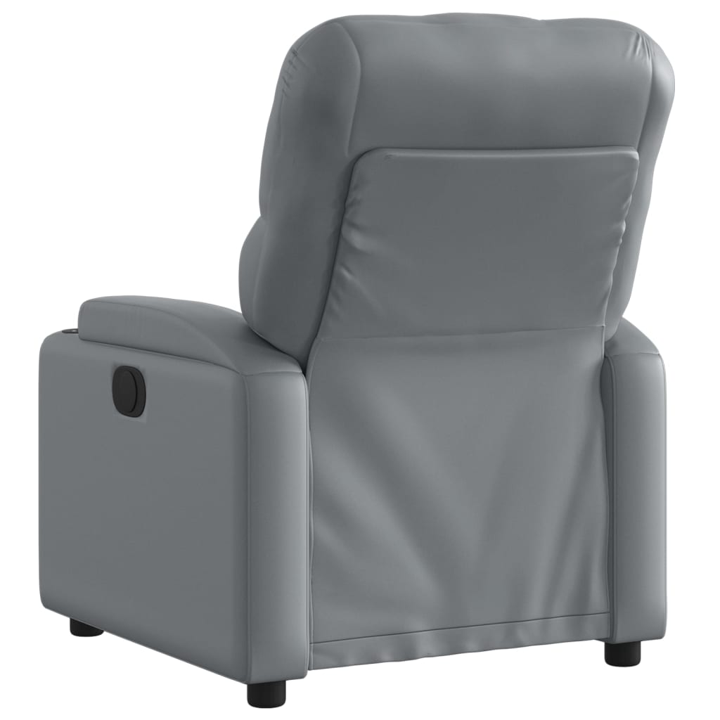 Fauteuil inclinable électrique en similicuir gris