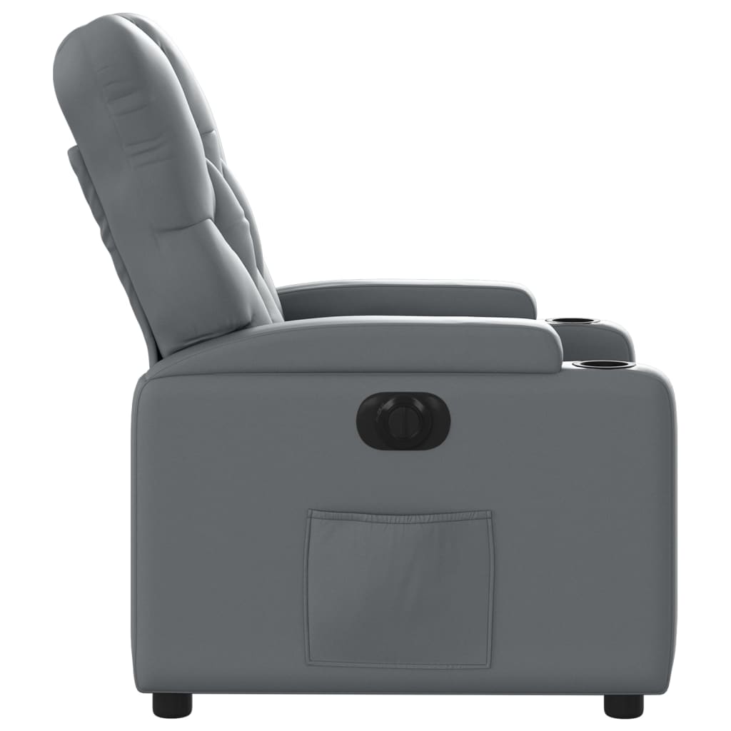 Fauteuil inclinable électrique en similicuir gris