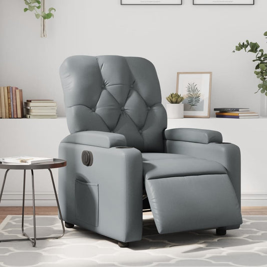 Fauteuil inclinable électrique en similicuir gris