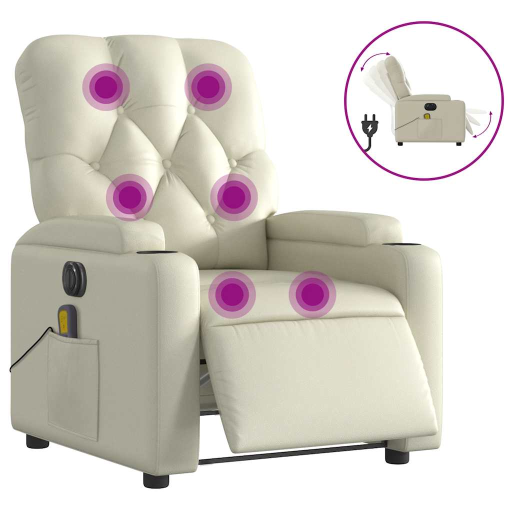 Fauteuil de massage électrique en similicuir crème