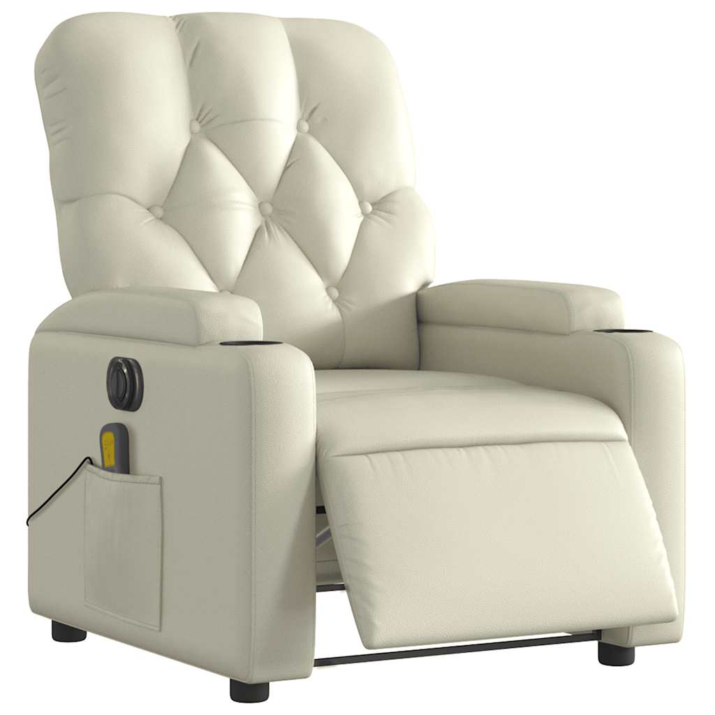 Fauteuil de massage électrique en similicuir crème