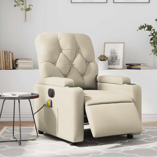 Fauteuil de massage électrique en similicuir crème
