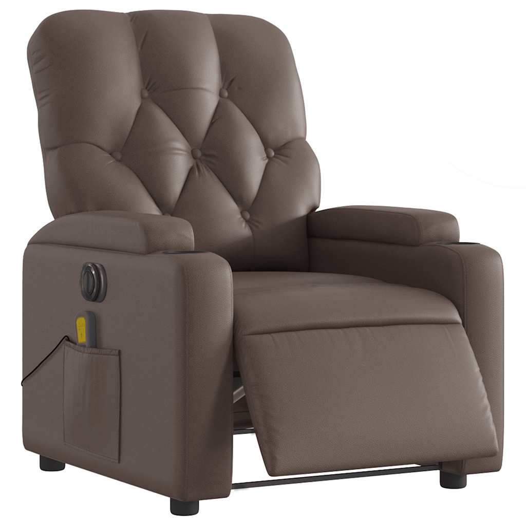 Massagesessel Elektrisch Braun Kunstleder