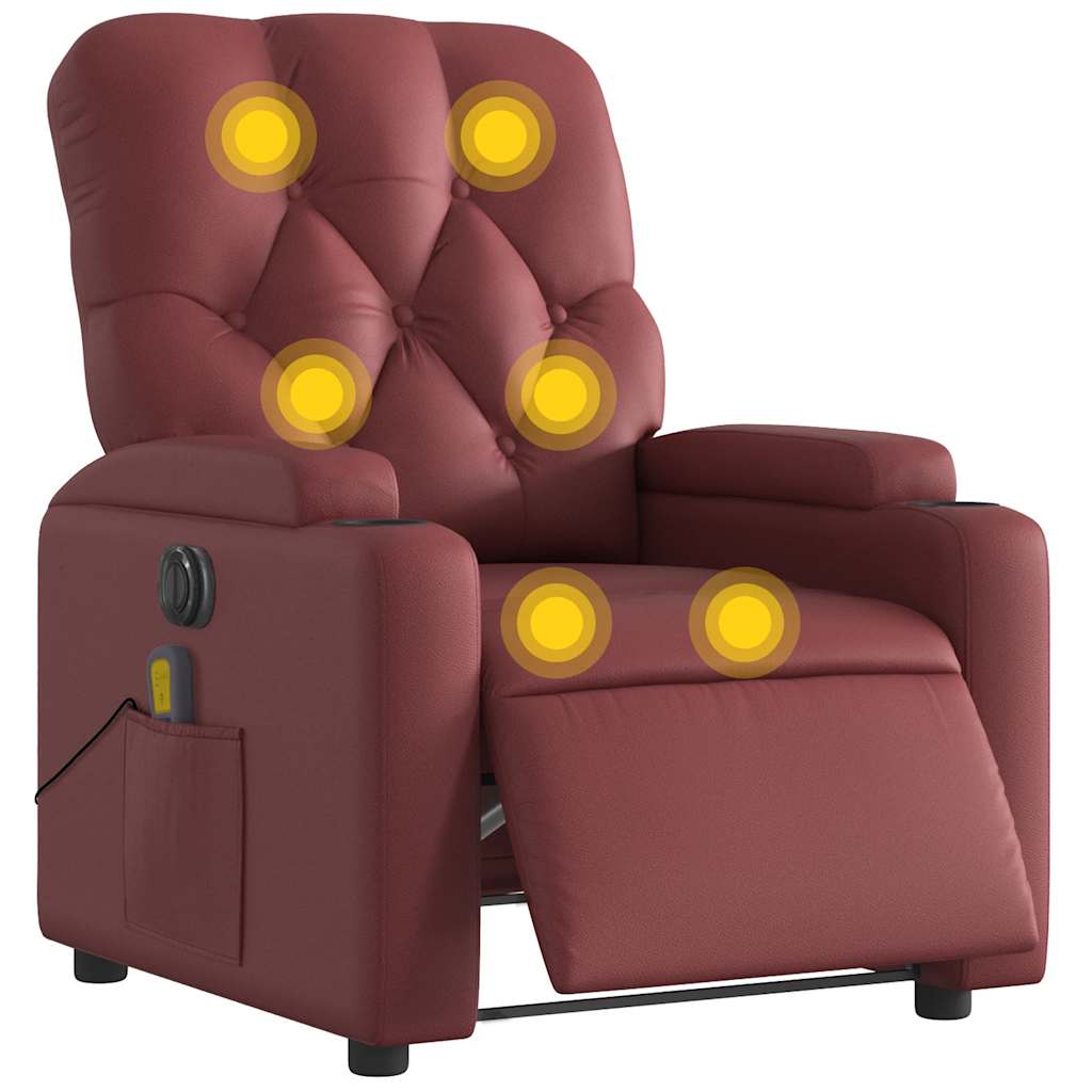 Massagesessel Elektrisch Weinrot Kunstleder