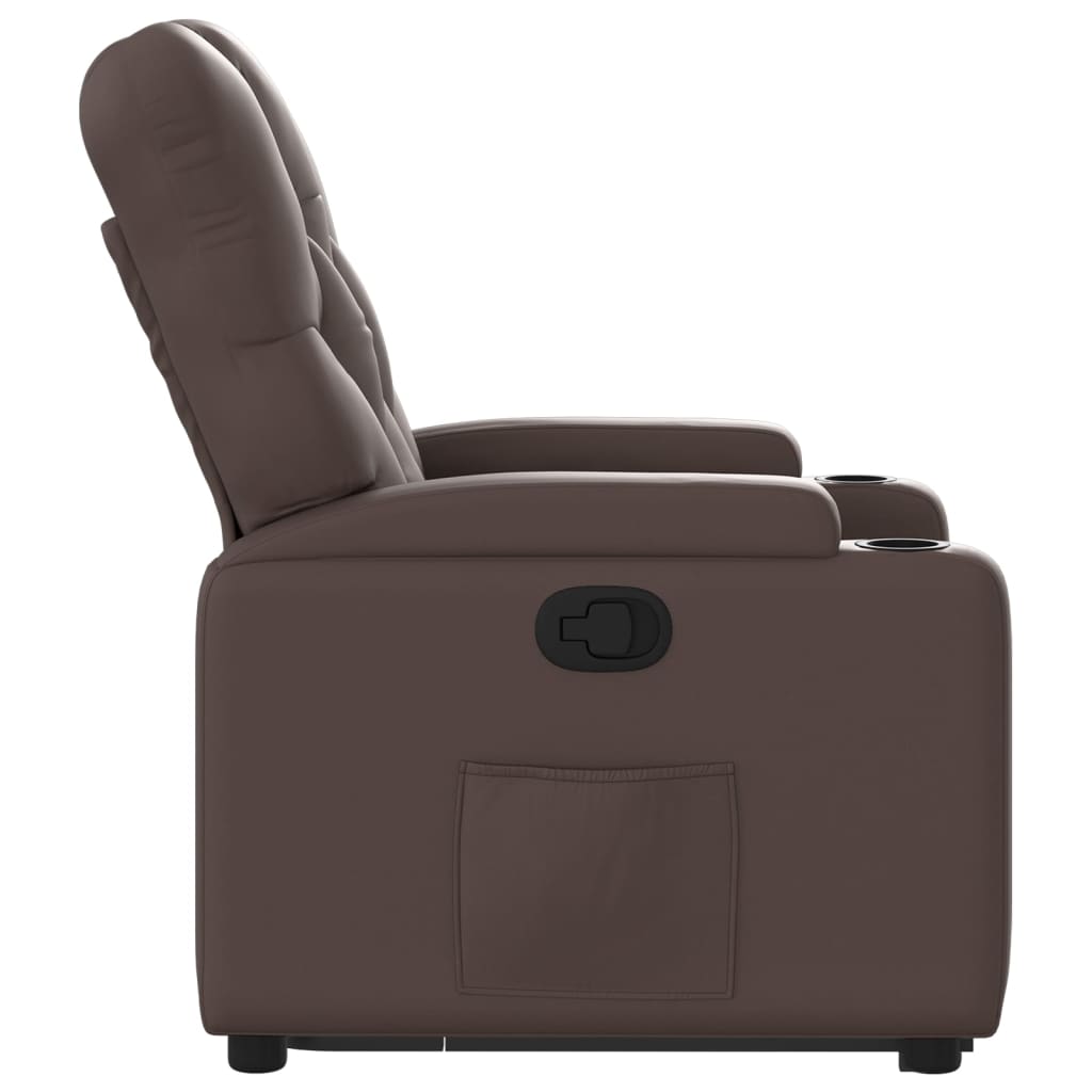 Fauteuil inclinable avec aide à la verticalisation en similicuir marron
