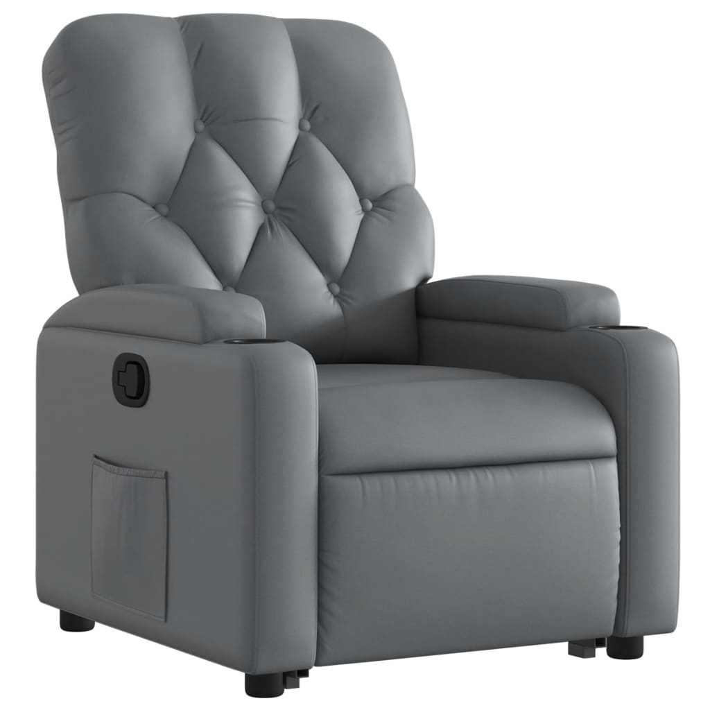 Fauteuil inclinable avec aide à la verticalisation, similicuir gris