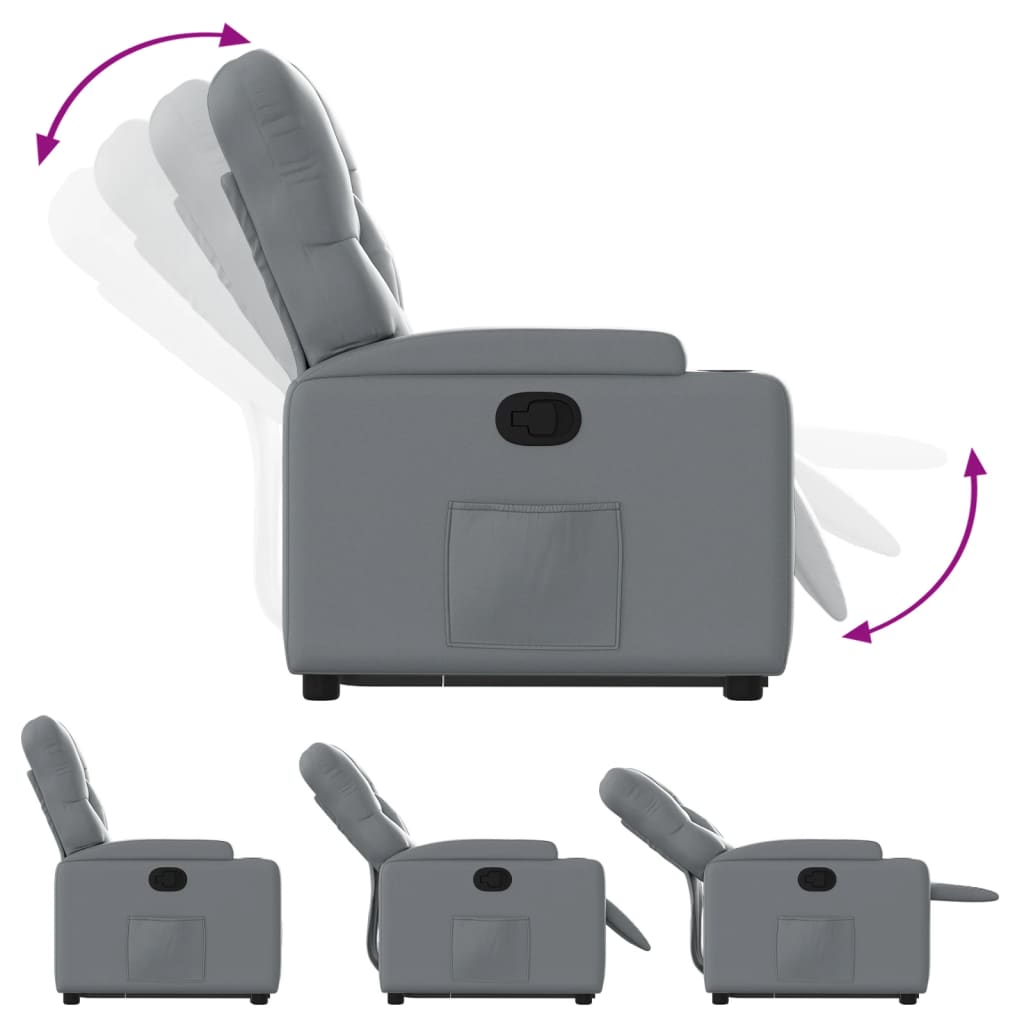 Fauteuil inclinable avec aide à la verticalisation, similicuir gris
