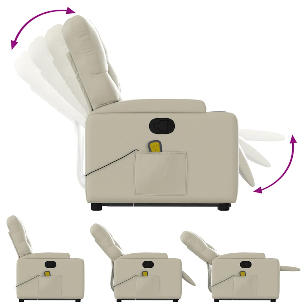 Fauteuil de massage avec aide au verticalisation en cuir artificiel crème