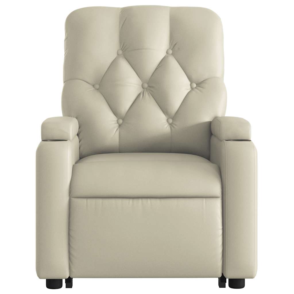 Fauteuil de massage avec aide au verticalisation en cuir artificiel crème