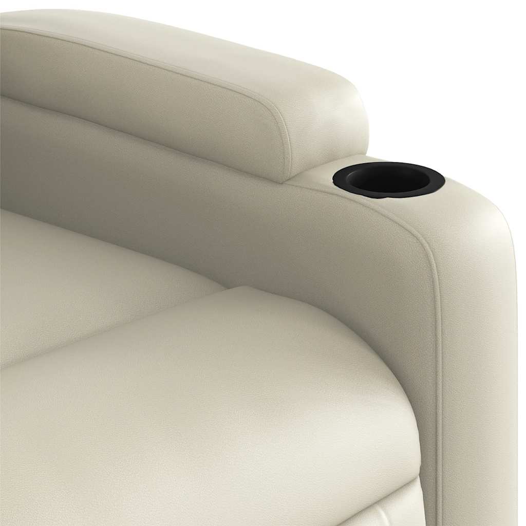 Fauteuil de massage avec aide au verticalisation en cuir artificiel crème