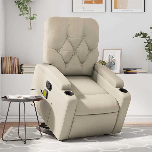 Fauteuil de massage avec aide au verticalisation en cuir artificiel crème