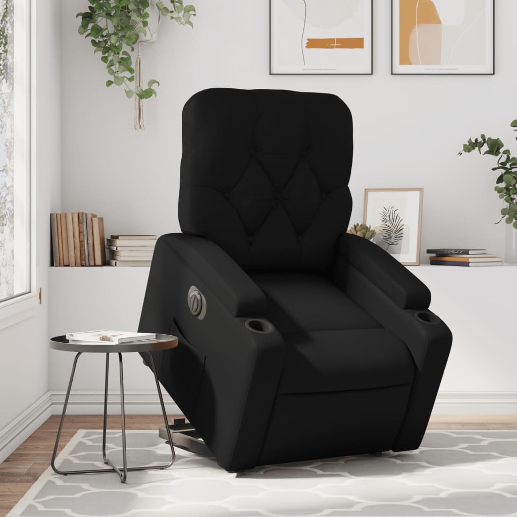 Relaxsessel mit Aufstehhilfe Elektrisch Schwarz Kunstleder
