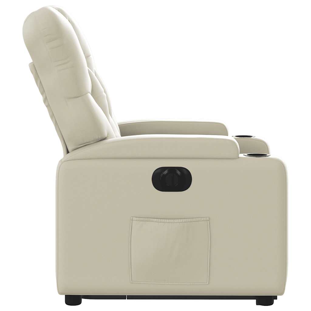 Relaxsessel mit Aufstehhilfe Elektrisch Creme Kunstleder