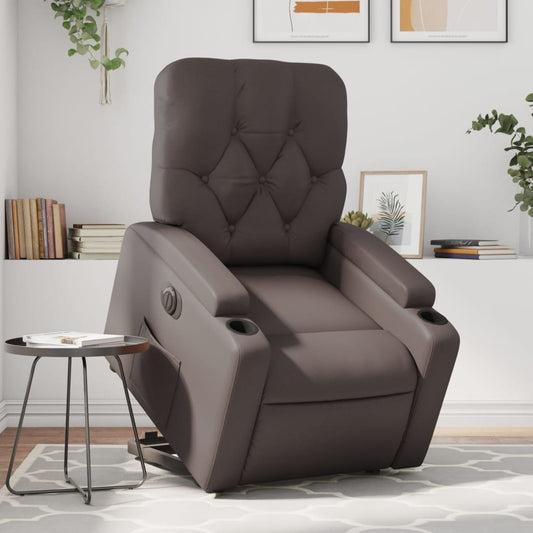 Fauteuil inclinable avec releveur électrique, simili cuir marron