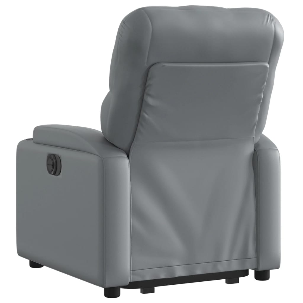 Fauteuil inclinable avec aide électrique au verticalisation, gris, simili cuir