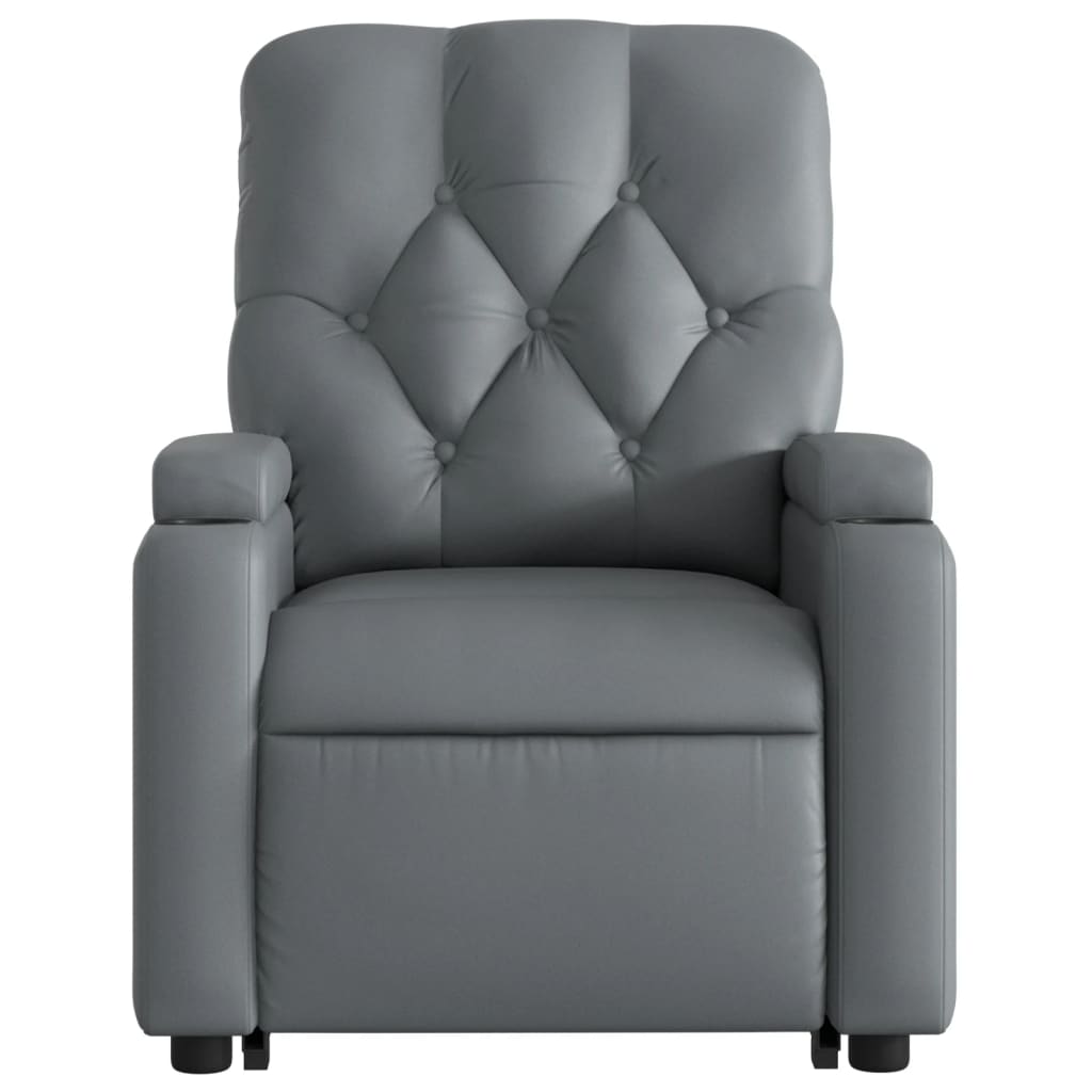 Fauteuil inclinable avec aide électrique au verticalisation, gris, simili cuir