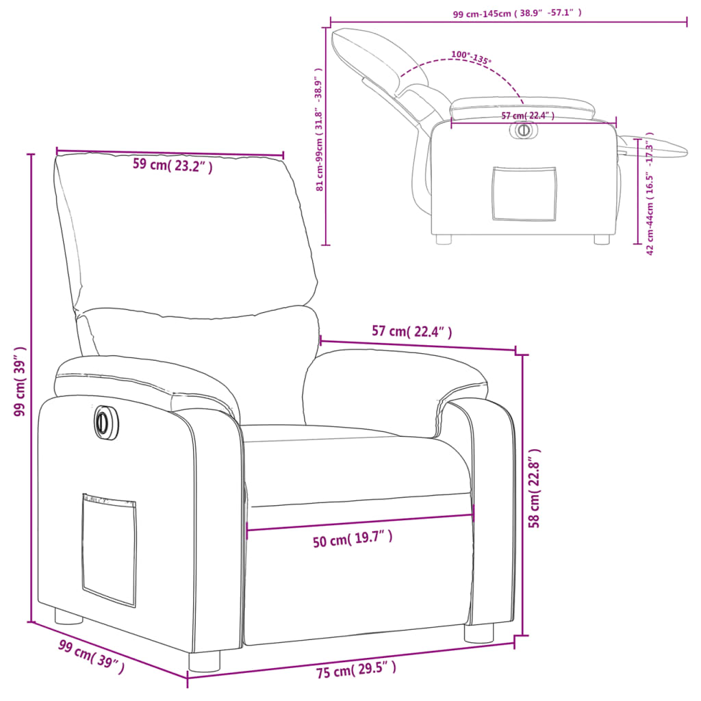 Relaxsessel Elektrisch Creme Stoff