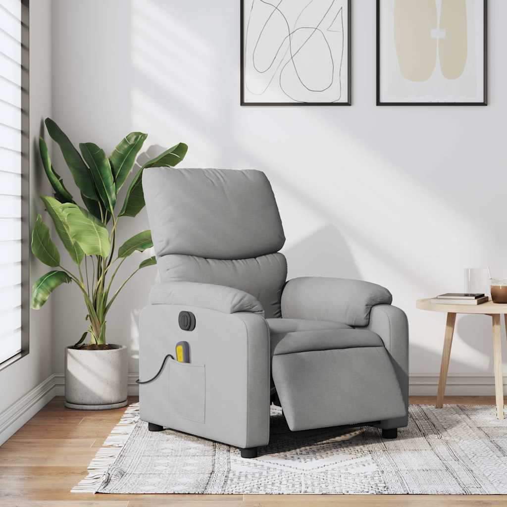 Massagesessel Elektrisch Hellgrau Stoff