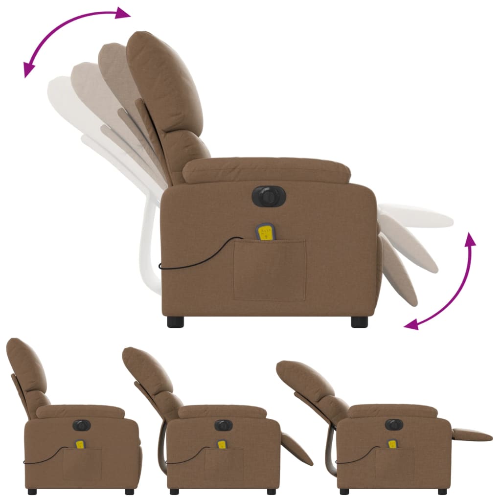 Fauteuil de massage électrique en tissu marron