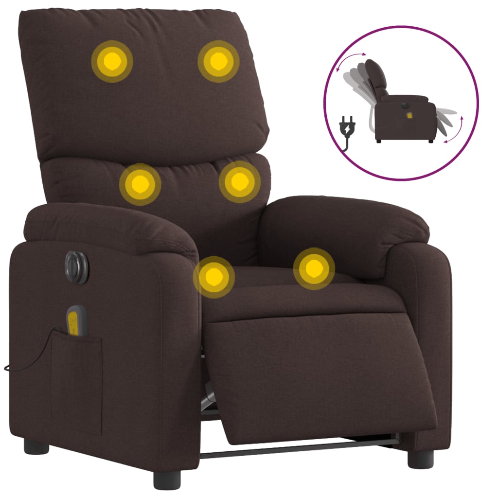 Electric Massage Chair Dark Brown Fabric