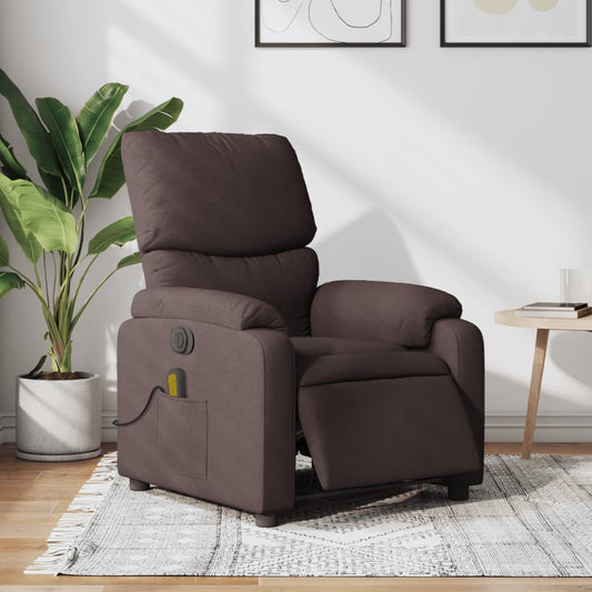 Fauteuil de massage électrique en tissu marron foncé