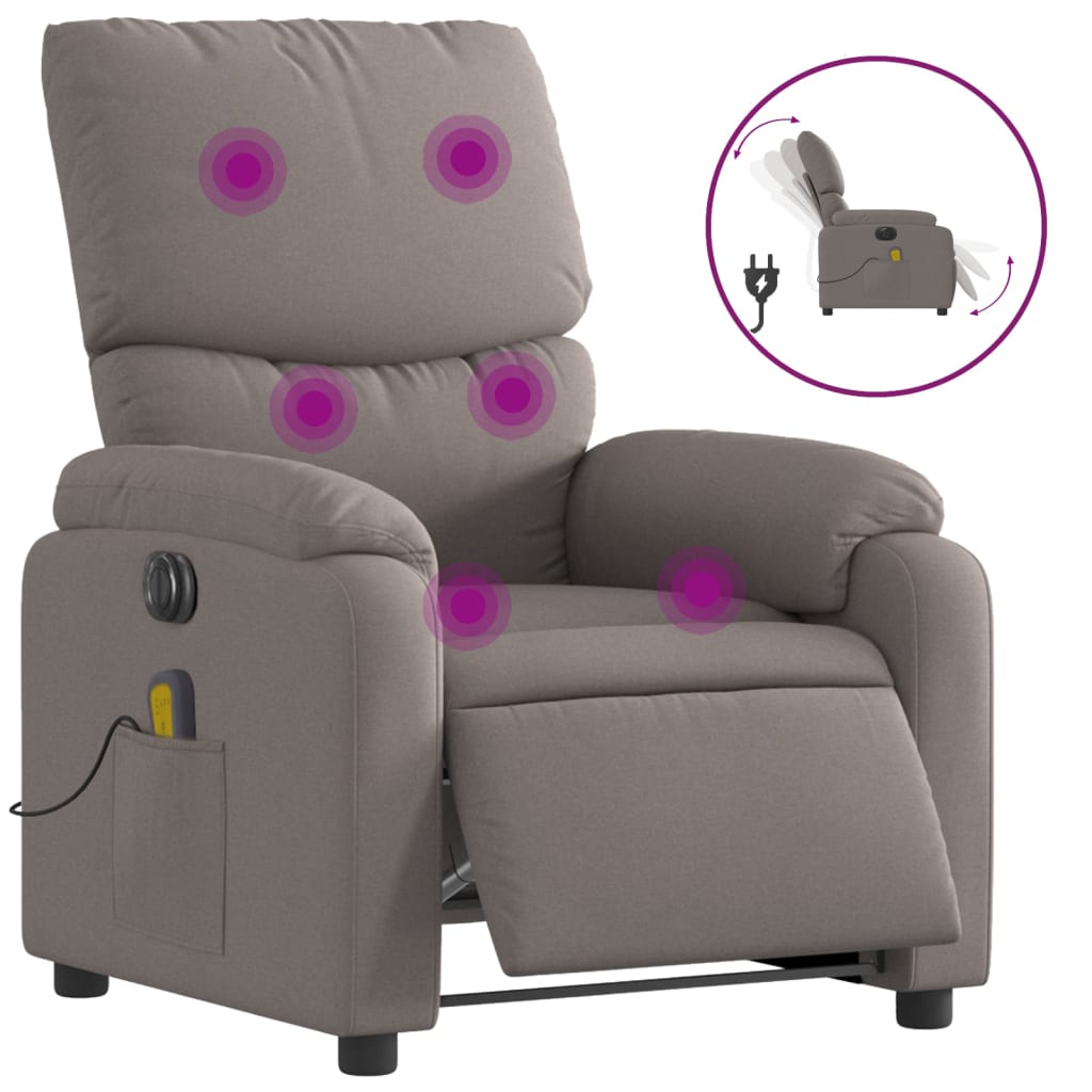 Fauteuil de massage électrique en tissu taupe
