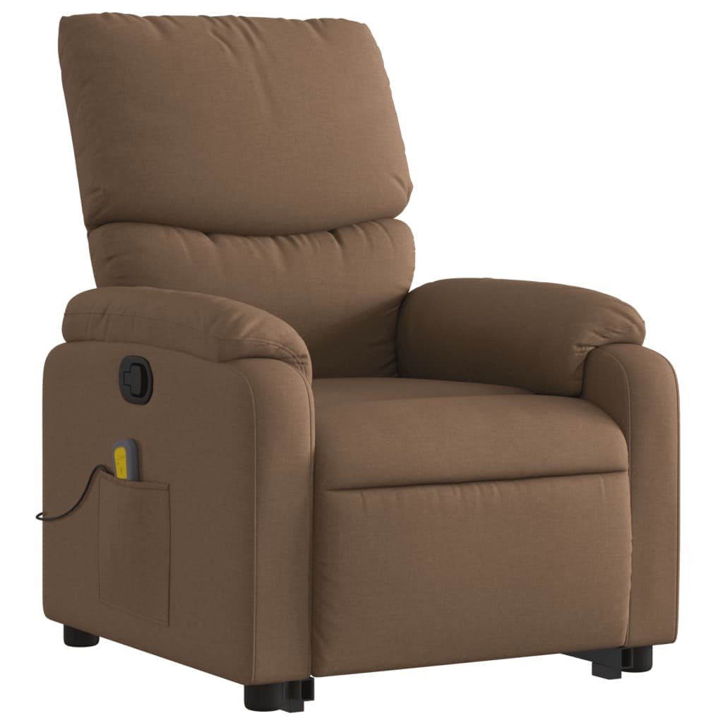 Fauteuil de massage avec aide à la verticalisation en tissu marron