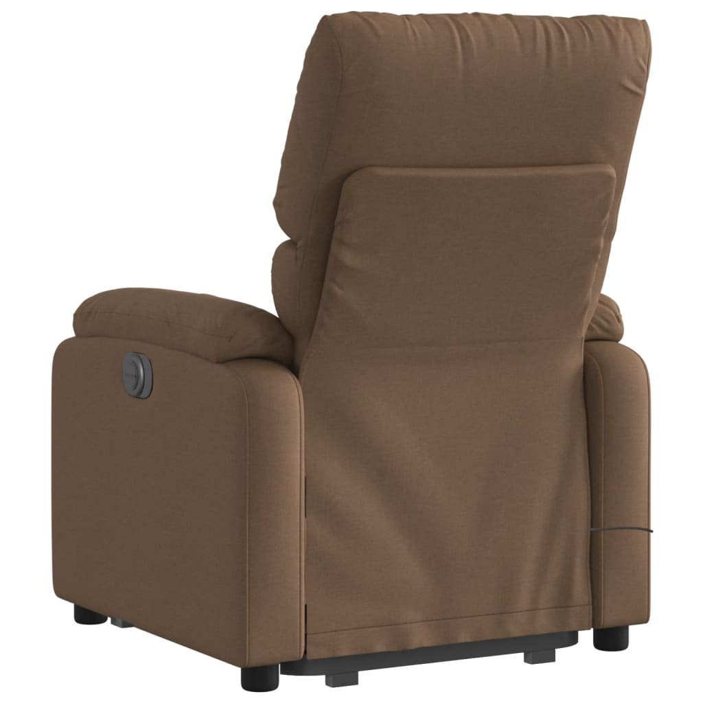 Fauteuil de massage avec aide à la verticalisation en tissu marron