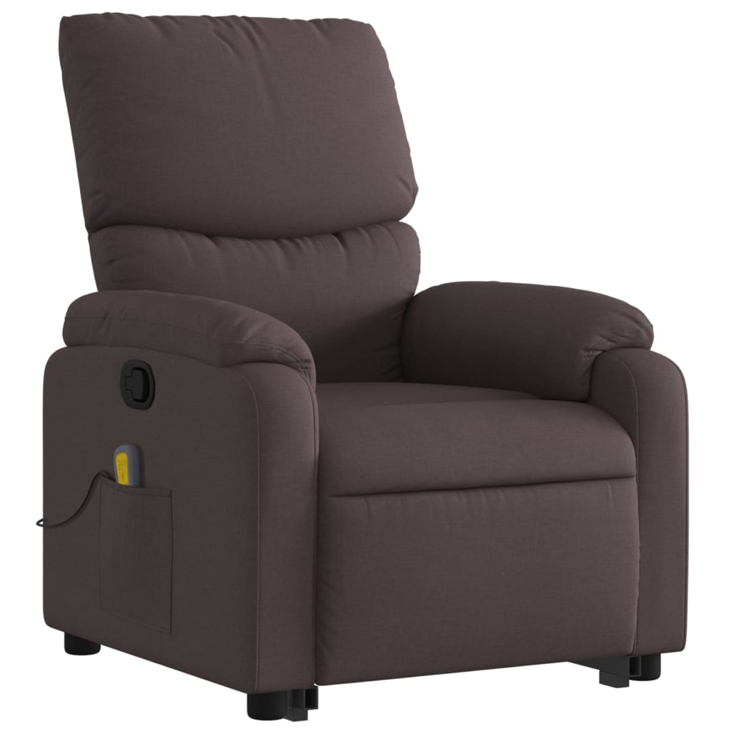 Fauteuil de massage avec aide à la verticalisation en tissu marron foncé